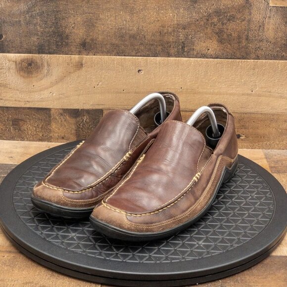 ECCO MENS CASUAL SHOES BLACK LEATHER MOC TOE COMFORT SLIP ON CLASSIC SIZE 46 - Picture 1 of 9